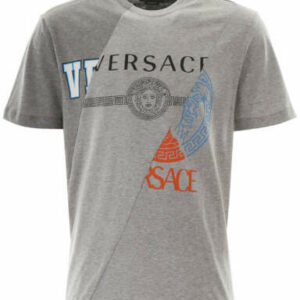 VERSACE VERSACE COMPILATION PRINT T-SHIRT M Grey Cotton