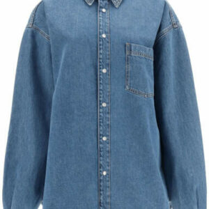 VETEMENTS DENIM SHIRT WITH ON BACK LOGO XS Blue Cotton, Denim