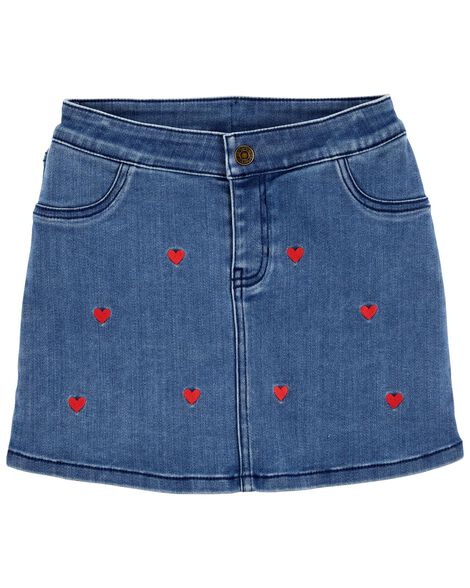 Valentine's Day Heart Denim Skirt