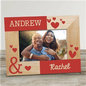 Valentine's Gifts For Him - Personalized Couples Hearts Wood Frame