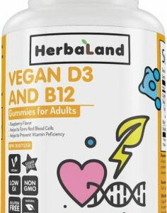 Vegan D3 and B12 Gummies Raspberry 90 Servings - Vitamins A-Z Herbaland