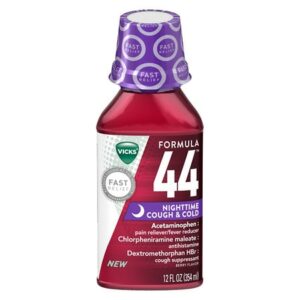 Vicks 44 DM Nighttime Cough & Cold Liquid Berry, Berry Flavor - 12.0 oz