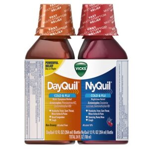 Vicks Dayquil Nyquil Cold & Flu Relief Combo Pack, Liquid Cherry - 12.0 fl oz x 2 pack