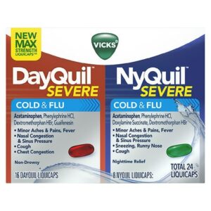 Vicks Dayquil Nyquil Severe Cough, Cold & Flu Relief LiquiCaps - 24.0 ea