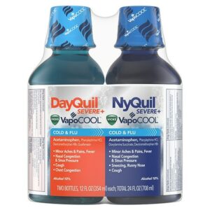 Vicks Dayquil Nyquil Severe with Vicks VapoCOOL Cough, Cold and Flu Relief Liquid - 24.0 fl oz x 2 pack