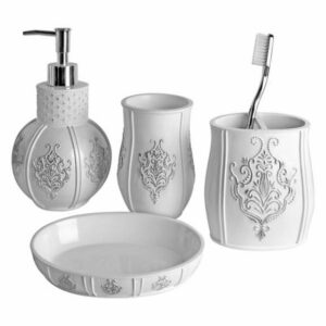 Vintage 4-Piece Bath Accessory Set, White