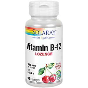 Vitamin B-12 with Folic Acid - Promote Healthy Nerve Function - 1,000 MCG - Cherry (90 Lozenges)