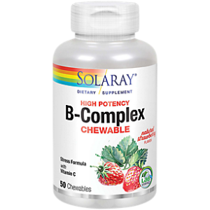 Vitamin B-Complex - High Potency Stress Formula - Strawberry-Kiwi (50 Chewable Wafers)