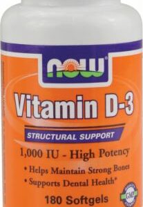 Vitamin D-3 1000 IU/180 Softgels - Bone Support NOW