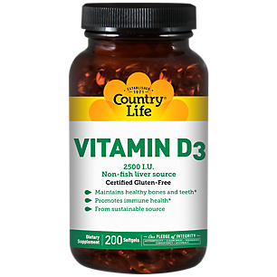 Vitamin D3 - Promotes Immune Health - 2,500 IU (200 Softgels)