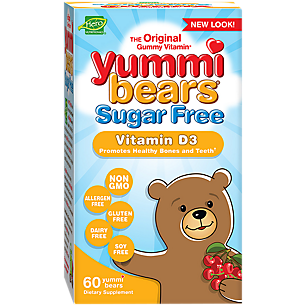 Vitamin D3 Yummi Bears for Kid's - Sugar Free - Cherry (60 Gummies)