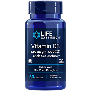 Vitamin D3 with Sea Iodine - 5,000 IU (60 Capsules)