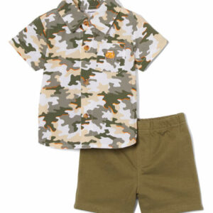 Vitamins Baby Boys' Casual Shorts Assorted - Green Camouflage Button-Up & Olive Shorts - Infant