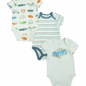 Vitamins Baby Boys' Infant Bodysuits ASSORTED - Blue & Orange Cars & Stripe Bodysuit Set - Newborn & Infant