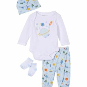 Vitamins Baby Boys' Infant Bodysuits - White & Blue Solar System 'I'm a Blast' Bodysuit Set - Infant