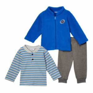 Vitamins Baby Boys' Non-Denim Casual Jackets - Blue & Gray Stripe Henley Set - Toddler