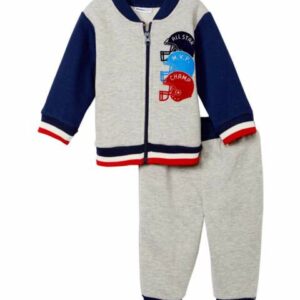 Vitamins Baby Boys' Sweatpants - Navy & Gray 'All-Star' Football Helmet Zip-Up Jacket & Joggers - Infant