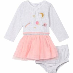 Vitamins Baby Girls' Casual Dresses - Gray & Pink Solar System A-Line Dress & Bloomers - Infant