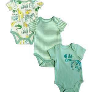 Vitamins Baby Infant Bodysuits ASSORTED - Green 'Wild One' Bodysuit Set - Newborn