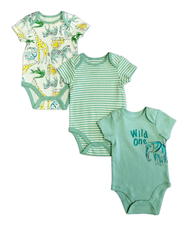 Vitamins Baby Infant Bodysuits ASSORTED - Green 'Wild One' Bodysuit Set - Newborn