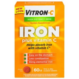 Vitron-C Iron Supplement Plus Vitamin C, Coated Tablets - 60.0 ea