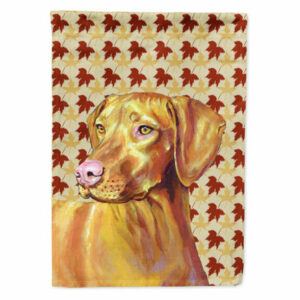 Vizsla Fall Leaves Portrait Flag Garden Size