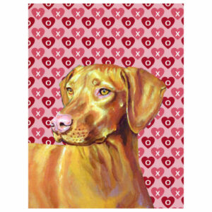 Vizsla Hearts Love and Valentine's Day Portrait Flag Garden Size