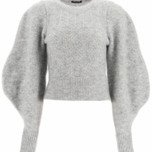 WANDERING SWEATER WITH BALLOON SLEEVES S Grey Wool