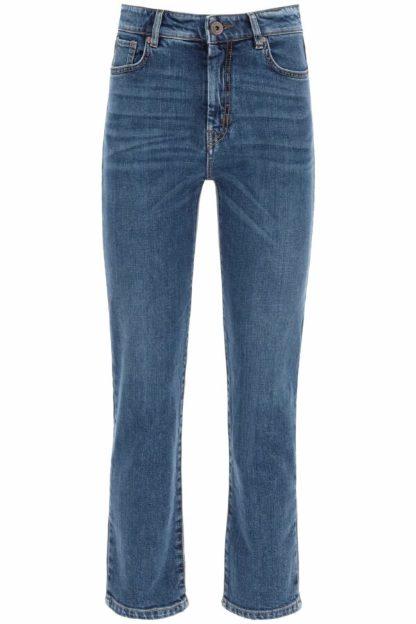 WEEKEND MAX MARA ECRU CROPPED JEANS 36 Blue Cotton, Denim