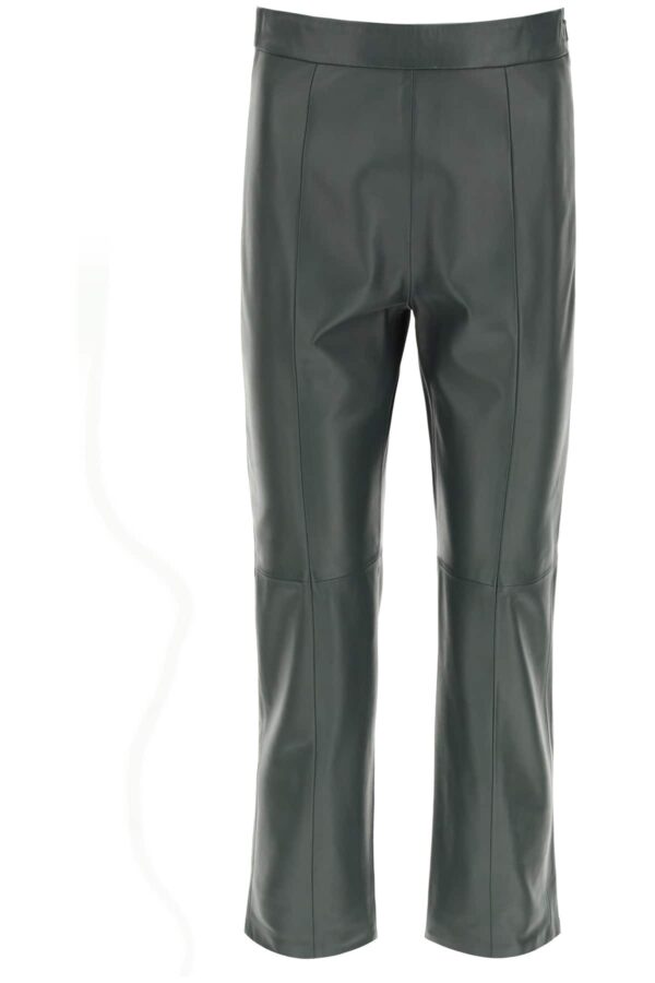 WEEKEND MAX MARA LEATHER TROUSERS 38 Green Leather