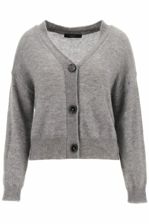 WEEKEND MAX MARA MOHAIR BLEND CARDIGAN XS Grey Wool