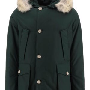 WOOLRICH ARCTIC PARKA WITH COYOTE FUR L Green Technical, Fur, Cotton