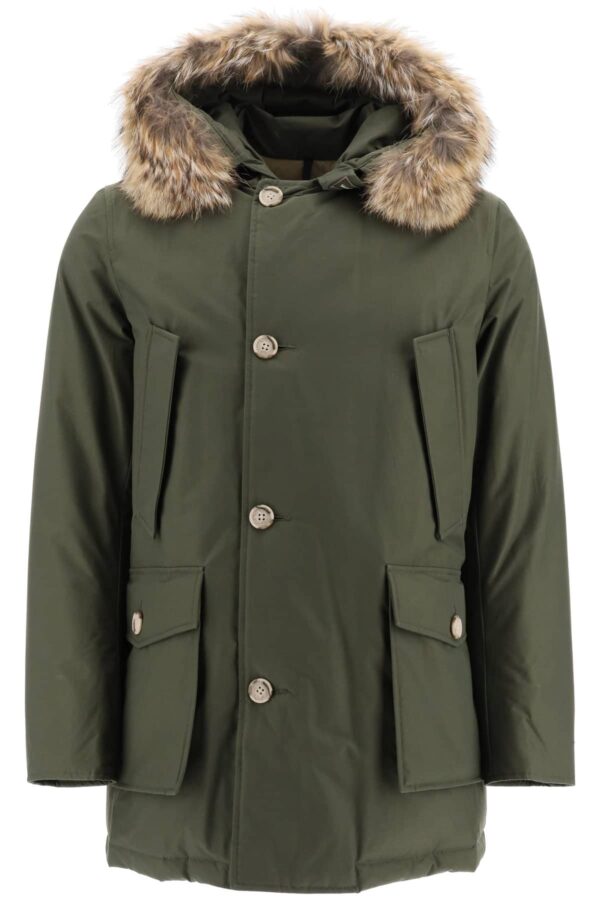 WOOLRICH ARCTIC PARKA WITH COYOTE FUR M Khaki Technical, Fur, Cotton