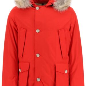 WOOLRICH ARCTIC PARKA WITH COYOTE FUR M Red Technical, Fur, Cotton