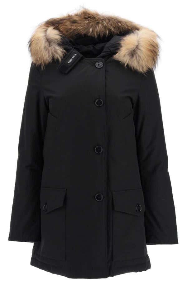 WOOLRICH ARCTIC PARKA WITH MURMASKY FUR M Black Technical, Fur, Cotton