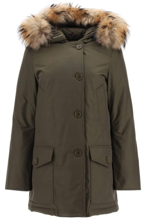 WOOLRICH ARCTIC PARKA WITH MURMASKY FUR XS Green Technical, Fur, Cotton