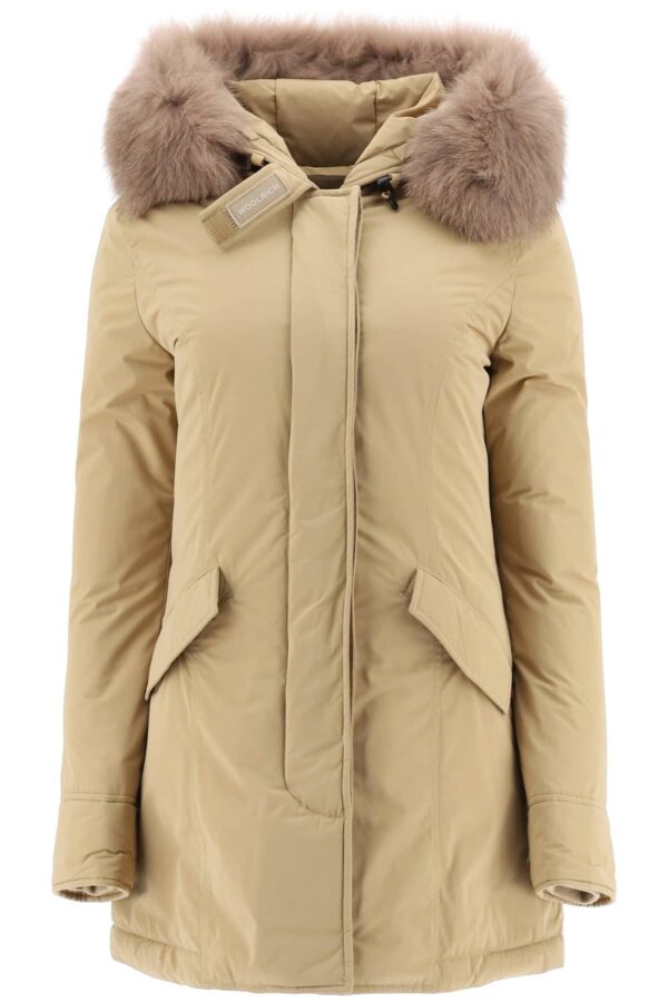 WOOLRICH LUXURY ARCTIC PARKA WITH FOX FUR S Beige, Brown Technical, Fur