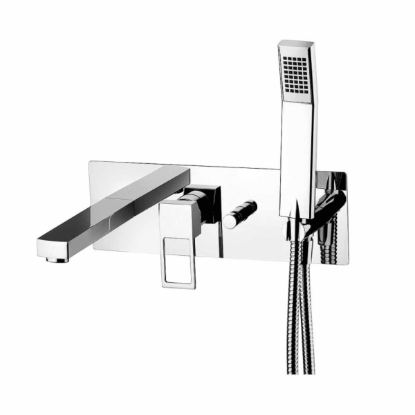 WS Bath Collections Effe EF 001 Effe Tub Faucet and Trim with Single Function Hand Shower Polished Polished Chrome Showers Tub and Shower Pressure