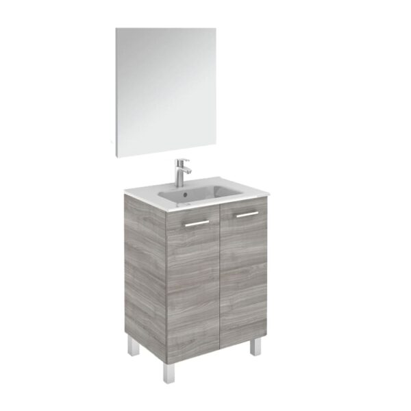 WS Bath Collections Logic 60 Pack 1 Logic Vanities 18" Free Standing Single Basin Vanity Set with Ceramic Vanity Top and Frameless Mirror and Sandy