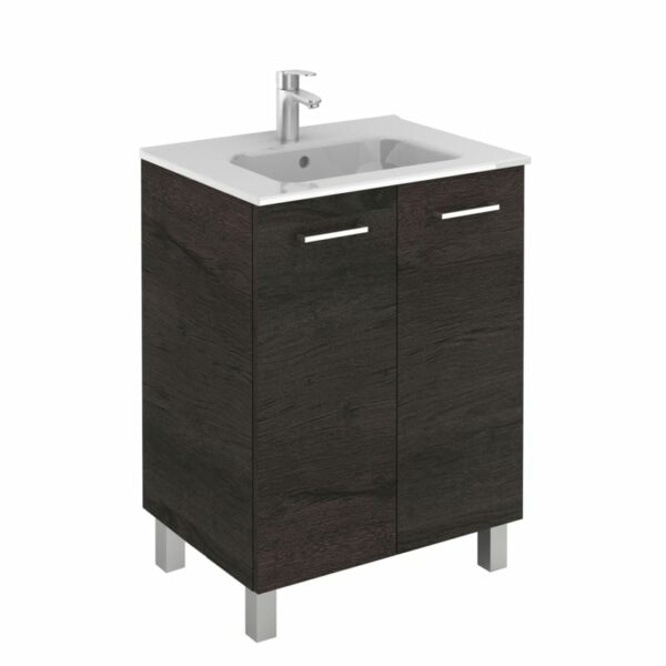 WS Bath Collections Logic 70 Logic Vanities 18" Free Standing Single Basin Vanity Set with Ceramic Vanity Top Wenge Bathroom Storage Vanity Sets