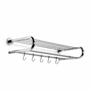 WS Bath Collections Napie 53151 Napie 12" Towel Rack with Five Hooks Polished Chrome Bathroom Hardware Towel Rack 28 Inch