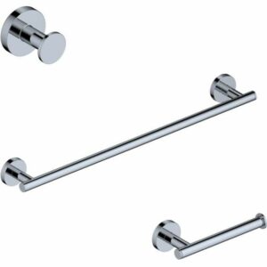 WS Bath Collections Norm WSBC 268690A Norm 3 Piece Bathroom Package with Towel Bar Robe Hook and Hook Toilet Paper Holder Polished Chrome Bathroom