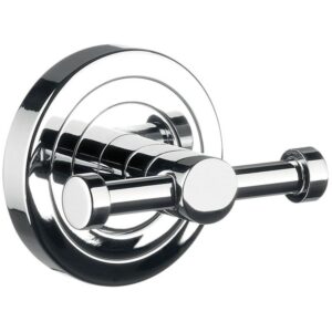 WS Bath Collections Polo 0775.02 Polo Double Robe Hook Polished Chrome Bathroom Hardware Robe Hook