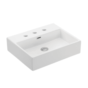 WS Bath Collections Quattro 50.03 Quattro 19-1/2" Wall Mounted/Vessel Bathroom Sink White Fixture Lavatory Sink Ceramic