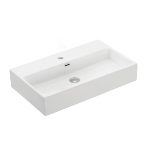 WS Bath Collections Quattro 70.01 Quattro 27-3/5" Wall Mounted/Vessel Bathroom Sink White Fixture Lavatory Sink Ceramic