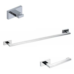 WS Bath Collections Riva WSBC 235890A Riva 3 Piece Bathroom Package with Towel Bar Robe Hook and Hook Toilet Paper Holder Polished Chrome Bathroom