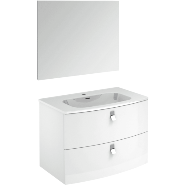 WS Bath Collections Rondo 80 Pack 1 Rondo 32" Single Vanity Set with Engineered Wood Cabinet Ceramic Vanity Top with Integrated Sink and Mirror