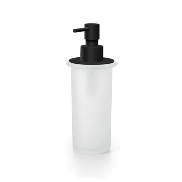 WS Bath Collections Saon 55006.81 Saon Frosted Glass Soap Dispenser with Pump Matte Black Bathroom Accessory Soap Dispenser