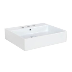 WS Bath Collections Simple 60.50A Simple 23-5/8" Rectangular Ceramic Vessel or Wall Mounted Bathroom Sink with Overflow and Up to 3 Faucet Holes