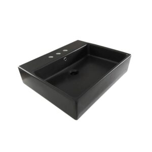 WS Bath Collections Simple 60.50A Simple 23-5/8" Rectangular Ceramic Vessel or Wall Mounted Bathroom Sink with Overflow and Up to 3 Faucet Holes Matte